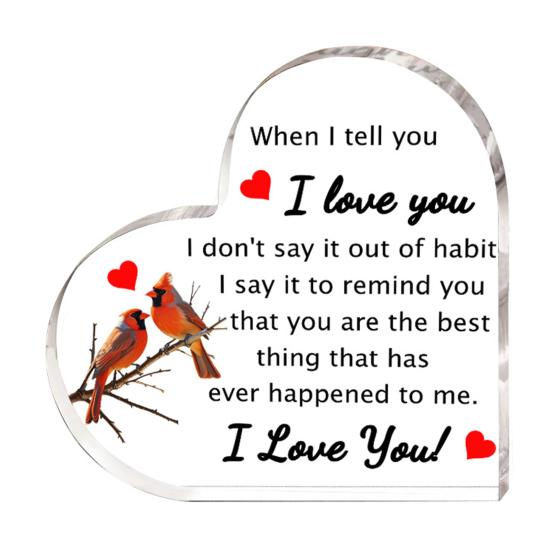 Акриловый орнамент в форме сердца Love Heart, прозрачный акриловый блок, отдельно стоящий настольный Love