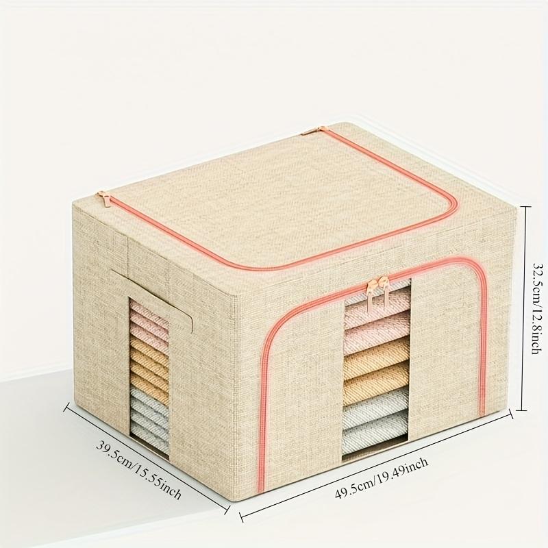 Коробка для хранения одежды из ткани Оксфорд со стальным каркасом, складная сумка, прозрачное окно, молния для одежды, простыней, одеял, с ручками
