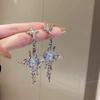 1Pair  Trend Cross Moonstone Dangle Earrings For Women Girls Irregular Cross Drops Earrings Jewelry Accessories Gifts