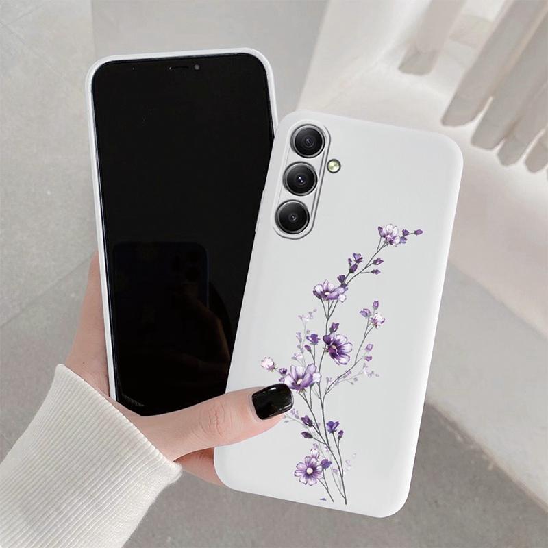 Мягкий силиконовый чехол с цветочным узором для Samsung A55 M35 S24 Xiaomi Redmi Note 13 Pro 13C iPhone Huawei Honor Realme Camera Защитный противоударный чехол