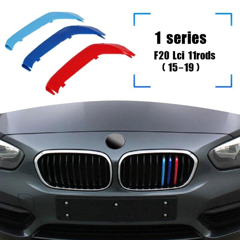 3PCS Car 3D M Styling Front Grille Trim Bumper Cover Strip Strips Stickers Cover for BMW F20 8 9 11 Rods 1 Series External Decor