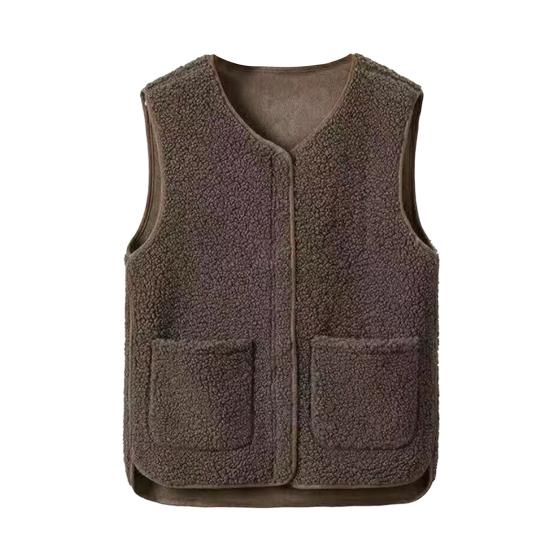 Sherpa Fleece Vest for Women Warm Sleeveless Jacket Cozy Zip Up Coat with Pockets Fall Winter Outerwear