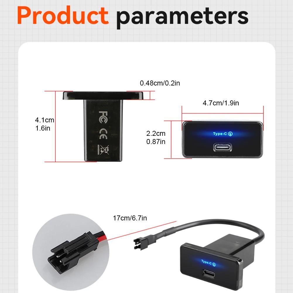 18 Вт/30 Вт Автомобильное зарядное устройство Быстрая зарядка PD Type C/USB Автомобильное зарядное устройство Розетка USB Зарядное устройство для телефона Панель для фургона, лодки, грузовика