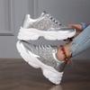 Women Shoes Casual Sequin Upper Thick Sole Sneakers Couples Lace Up Chunky Shoes