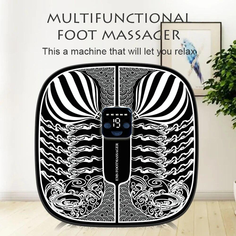 Smart EMS Foot Massager Pad Pulse Physiotherapy Wireless 6 ModeS 19 Levels Of Intensity Micro-current Foot Vibrate Massage Mat