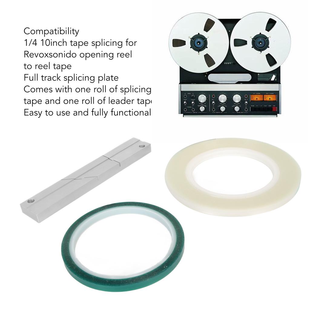 1/4 10 Inch Tape Splicing Set Compact Aluminum Alloy Metal Tape Splicing Block for Open Reel To Reel Tape Media
