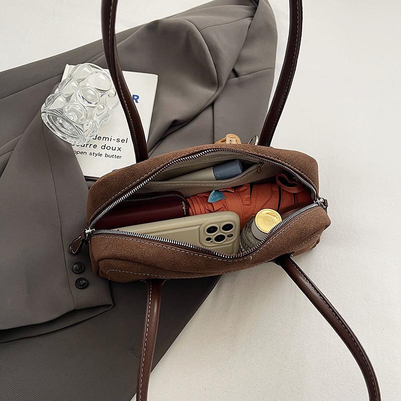 Новая замшевая сумка через плечо для женщин, многокарманная сумка под мышкой, сумка из искусственной замши однотонного цвета, сумка-саквояж на молнии для работы, покупок CLE