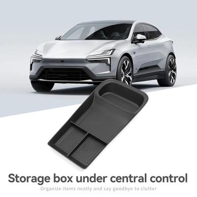 Для Polestar 4 2023 2024 Центральный ящик для хранения вещей в автомобиле Центральная консоль Нижний ярус Лоток Органайзер Аксессуары Уборка ЧЕРНЫЙ