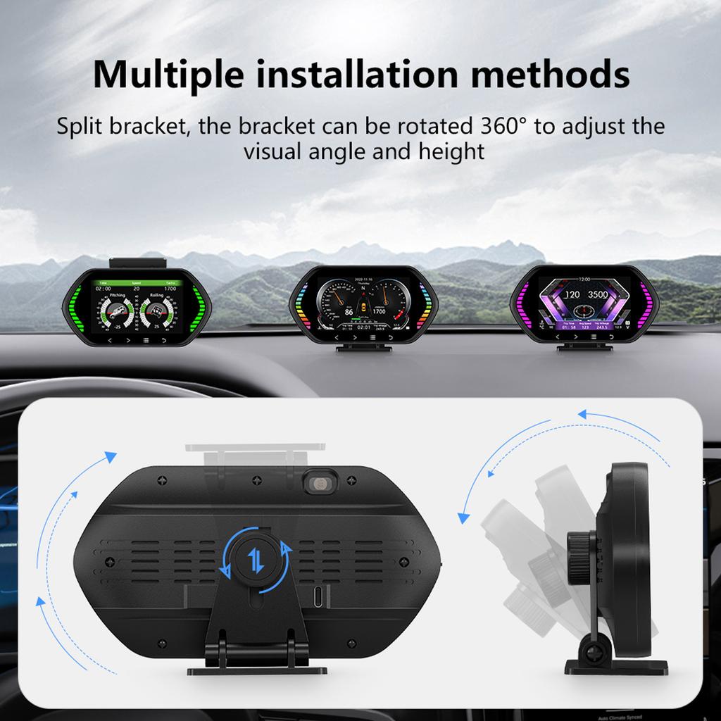 Промышленный автомобильный HUD-дисплей с OBDGPS. Четкий спидометр. Панель дисплея с сигнализацией о превышении скорости воды и масла.