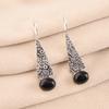 Натуральный черный турмалин 925 стерлинговое серебро ювелирные изделия ручной работы серьги 1,9" EE-165-30
