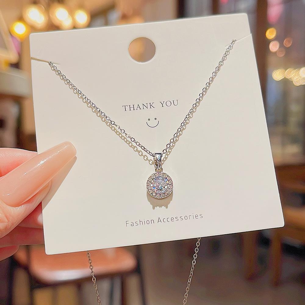 Super Flash Full Diamond Necklace Does Not Fade Online Celebrity Joker Design Pendant Simple Hot Accessories Clavicle Chain Neck Chain Female.