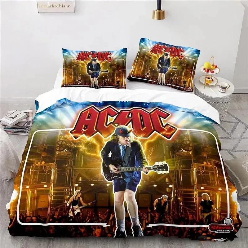 Комплект постельного белья Rock Band Ac Dc с 3D-печатью, пододеяльник для спальни, одинарный, полуторный, королевский размер, покрывало, домашний текстиль, 3 предмета