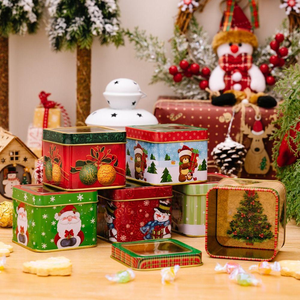 Cartoon Christmas Storage Box Stackable Jar Christmas Snowman Box Cookie Chocolate Tin Celebration