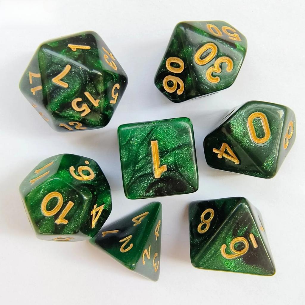 7pcs New Two Color Starry Sky Polyhedral Number Dice for RPG Cthulhu Running Team Board Game D20 D12 D10 D8 D6 D4 Dnd Dice Set