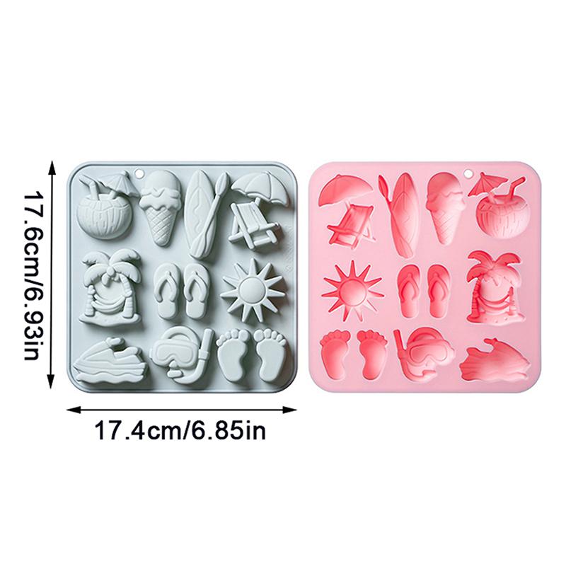 Summer Beach Theme Silicone Mold For Chocolate, Candy Chocolate Mold For Tropical Summer Party Marine Jello Cookie Ice Cube Mold