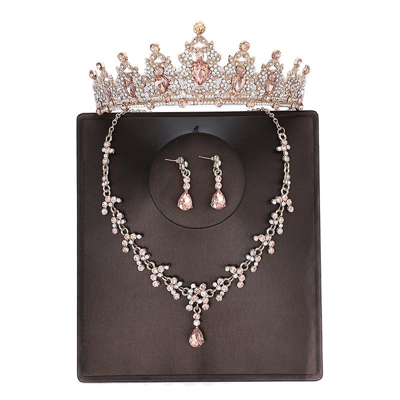 Корейская свадебная корона, головной убор из трех частей, аксессуары для волос на день рождения к свадебному платью, свадебные аксессуары, ожерелье, серьги