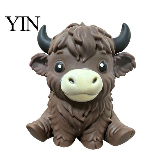Highland Cow Squeezable Toy Stress Relief Toy, Cattle Sensory Soft Ball Fidget for Office Home and Classroom Relieving Gadget
