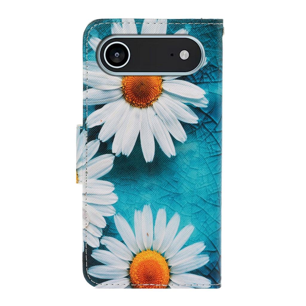 For iPhone 17 Air Case Pattern Printing Protective Leather Folio Phone Cover with Wrist Strap