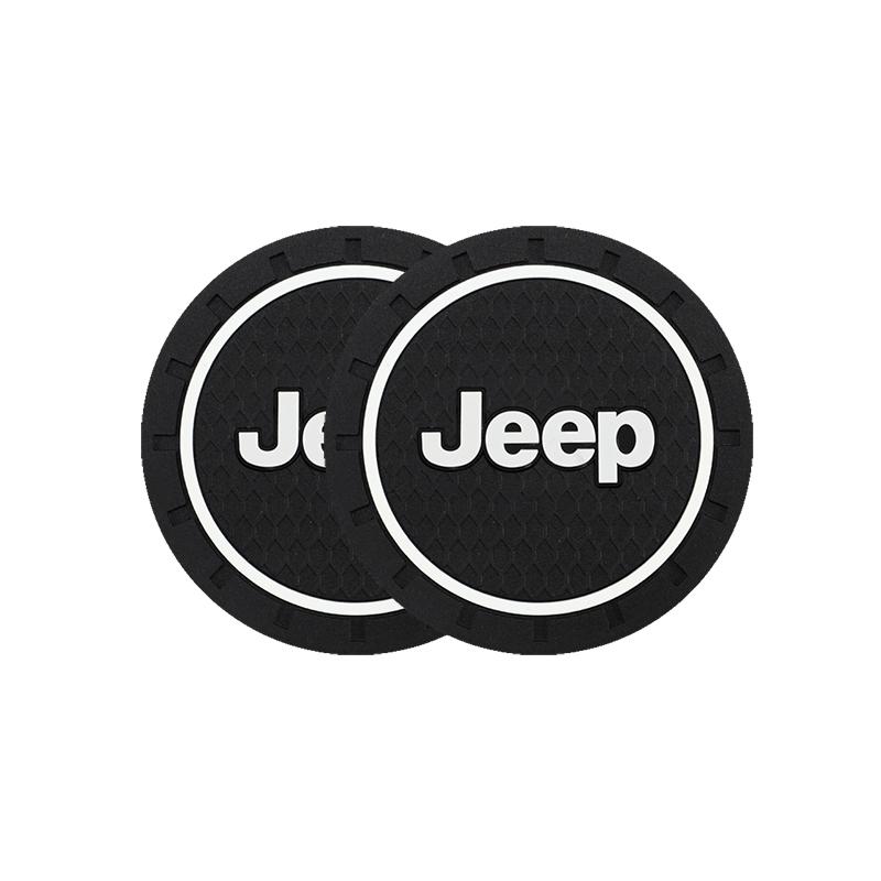 AIY5 Car Waterproof Anti Slip Mat Coaster Silicone Water Cup Mat For Jeep Grand Cherokee Wrangler JK Gladiator Compass Renegade