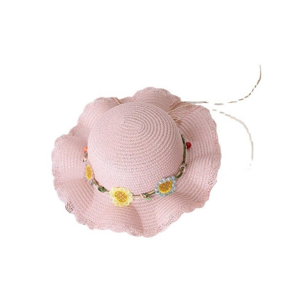 Small Daisy Straw Bag Cap Set Sun Protection Sun Hat Outdoor Fisherman Hat for 2-10 Years Girls