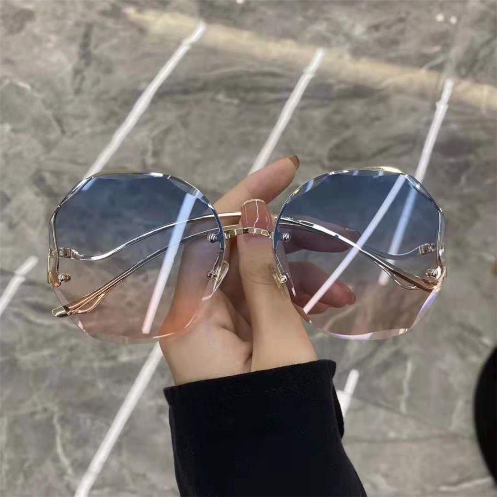 UV Protection Lightweight Comfortable Durable High Quality Stylish Retro Alloy Metal No Rim Lenses Sun Glasses