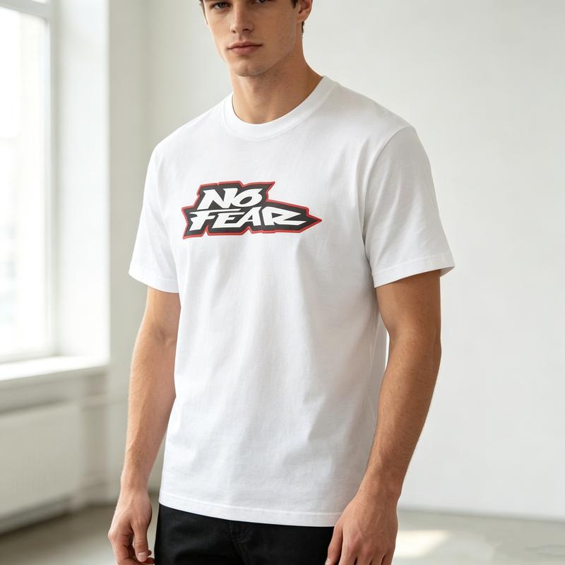 Sport Street Lover T Shirt No Fear Retro Bold Letter Graphic Print Soft Cotton Crew Neck Top Y2k Top Harajuku