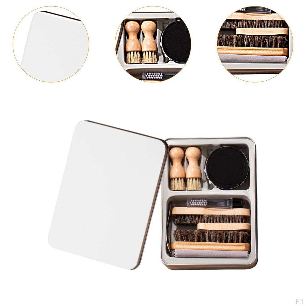 Набор для ухода и полировки кожаной обуви, чистящий металлический футляр для хранения, чистящие средства