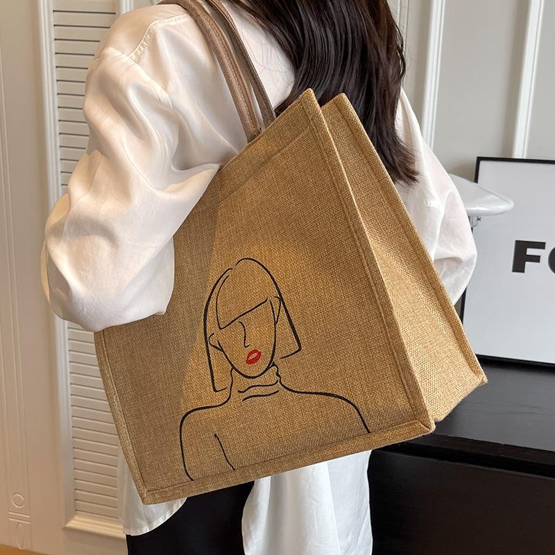 Large Capacity Single Shoulder Tote Bag for Women Ethnic Style Mommy Bag College Student Handbag