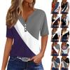 Women's T Shirt Tee Print Button Short Sleeve Tunic Daily Weekend Fashion Basic V- Neck Regular Top