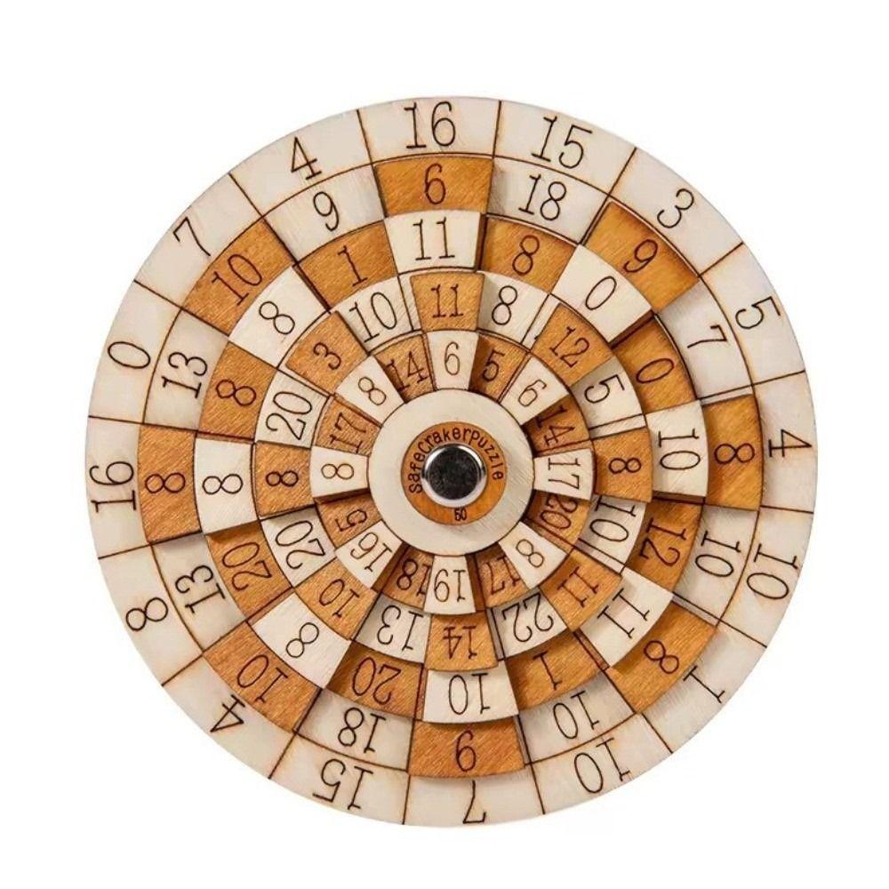 Classic Number Wooden Puzzle Round Turntable Brain Teaser Toy Number Puzzle Children Learning