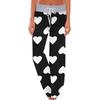 Women's Fashion Casual Comfortable Pajama Pants Love Printed Drawstring Wide Leg Pants Trousers