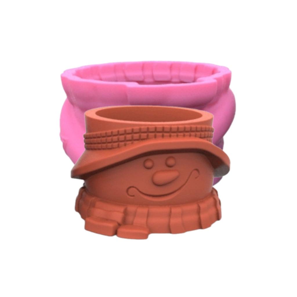 Snowman Doll Pen Holder Pot Silicone Molds Table Ornament Mould Plaster Making Tool Succulent Planter Mold Easy To Clean