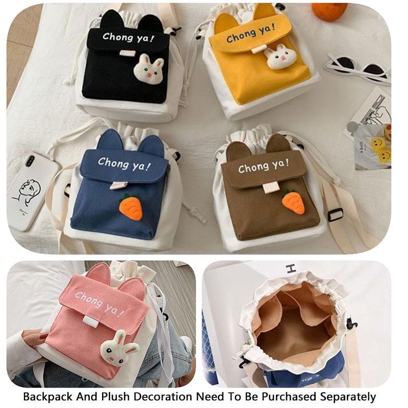 Стильная холщовая сумка через плечо с милыми значками в виде кролика и морковки, доступная в нескольких цветах