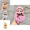 Soft And Cuddly Plush Big-eyed Doll Keychain Charm In Various Sweet Bow Colors