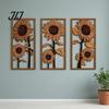 Boho Wall Accents 3Pcs Vintage Sunflower Wooden Decor, Farmhouse Cutout Wood Decor Art, Rustic Hanging Ornament for Living Room Bedroom Home