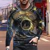 New 3D Sun and Moon Print Mens Tshirts Long Sleeve Tees Round Neck Casual Pullover Mens Clothing Plus Size