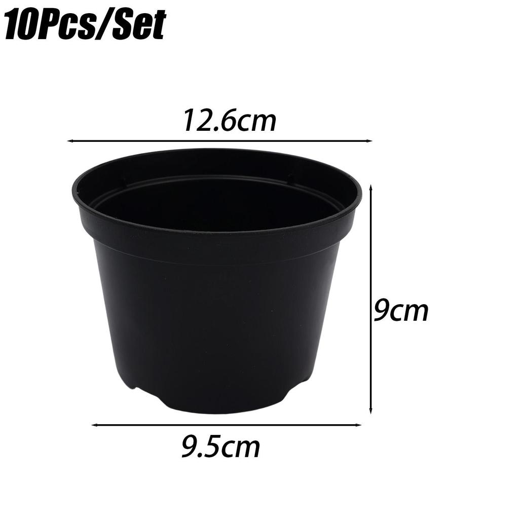 10PCS Black Plant Nursery Pots with Drainage Holes Home Indoor Outdoor Balcony Garden Planting Flower Pots Plastic Grow Boxes