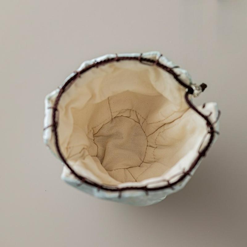 Маленькая сумка для хранения в китайском стиле, винтажная портативная сумка для хранения конфет, утолщенная защитная сумка для чашки для чайной церемонии, уличные аксессуары