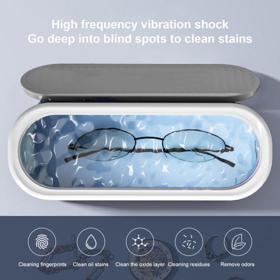 Ultrasonic Glasses Cleaner Professional High Frequency Jewelry Cleaner Machine Battery Powered Rings Jewelry Dentures Eyeglasses Cleaning Tools