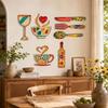 7/8 pcs Vintage Floral Coffee Element Wall Plaques Dining Room Wall Decor Set  Dining Room