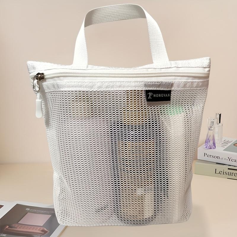 1pc Thickened Nylon Portable Shower Handbag, Transparent Mesh Makeup Bag,Portable Toiletry Bag,Large-Capacity Mesh Toiletry Bag.