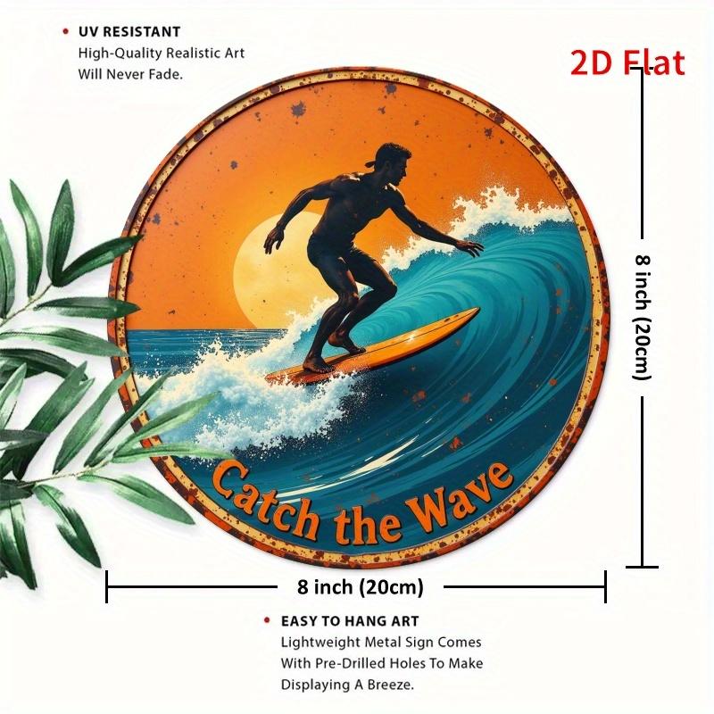 Vintage Surfer Heading to Sunset Aluminum Sign x Inch Perfect for Home and Garden Decor
