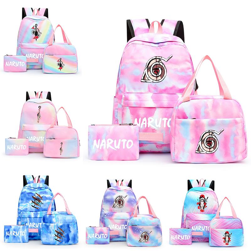 3Pcs/set Anime Naruto Backpack Back To Schoobag with Lunch Bag for Teen Gir Boy Student Bookbag Men Women Leisure Travel Bag