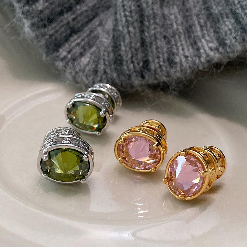 Серьги-пусеты с цирконом в форме круглого конуса, легкая роскошь, высококлассный темперамент, женская мода, маленькие и изысканные серьги