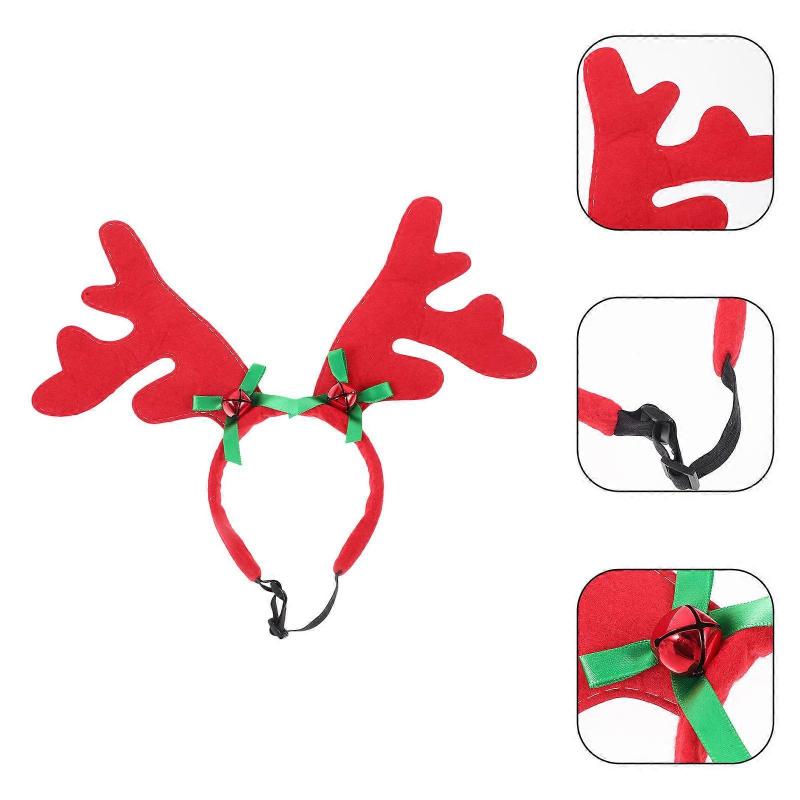 Pet Christmas Deer Horn Headband for 2Pcs Adjustable Cat and Dog