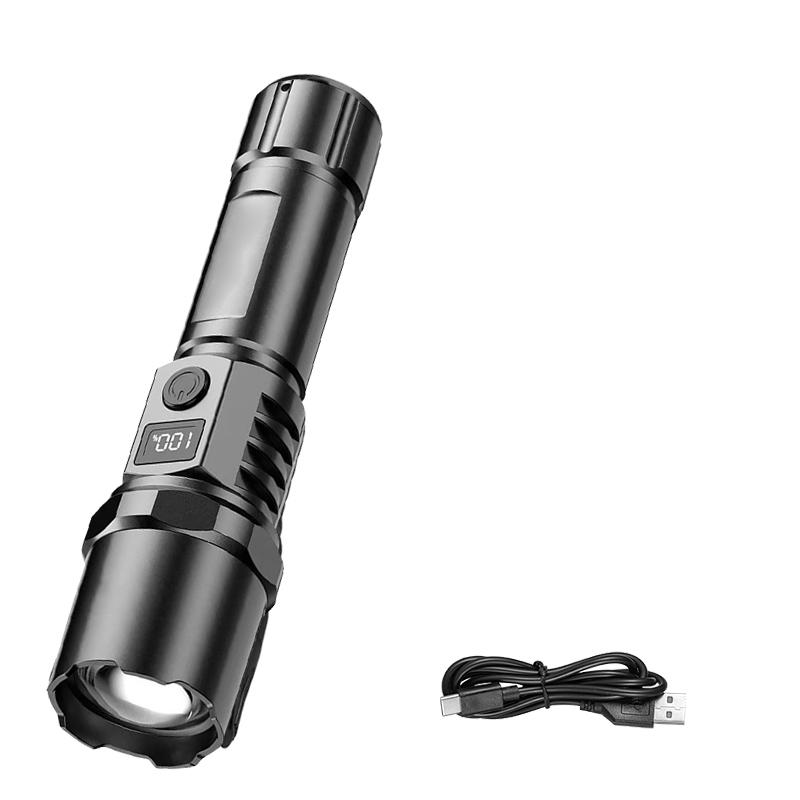 Portable Rechargeable High Power LED Flashlights With Display Screen Zoom Tactical Torch Lamp Outdoor Camping Emergency Lantern