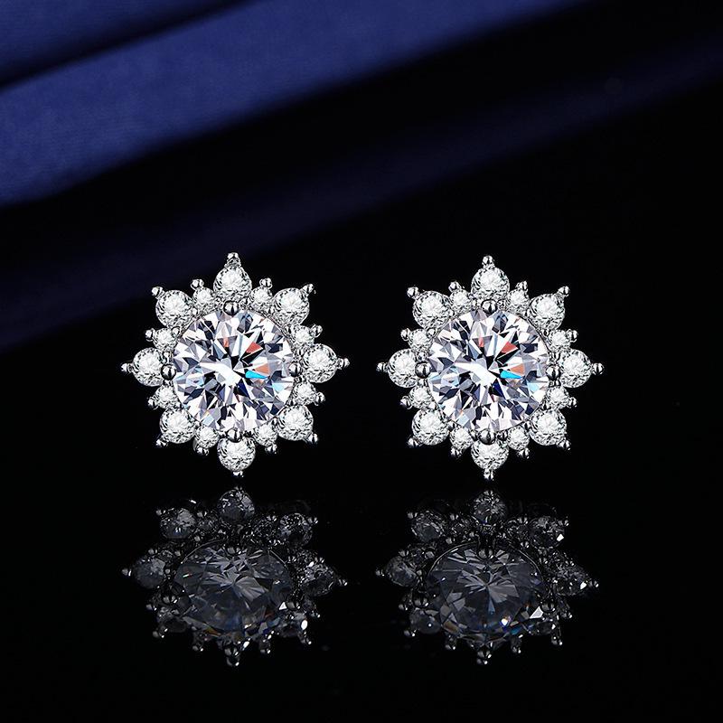2026 Two Carat Sunflower Set, Diamond Ring, Necklace, Stud Earrings Women's Fashion Accessories