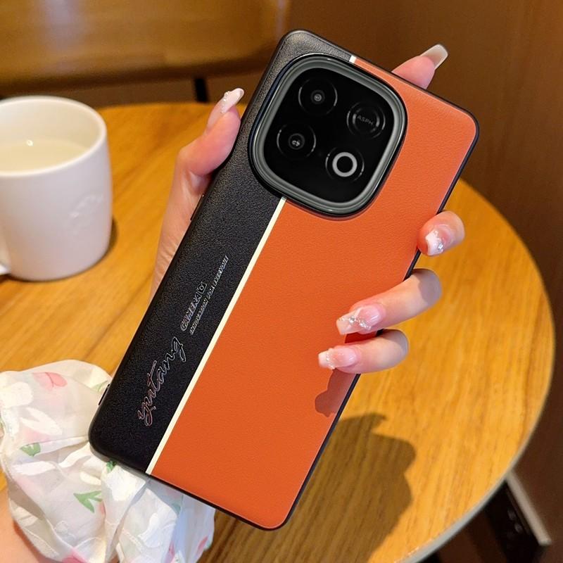 Для iQOO Z10 Turbo/Z10 Turbo Pro Классический чехол для телефона из веганской кожи с флуоресцентной талией, противоударный, микро матовый