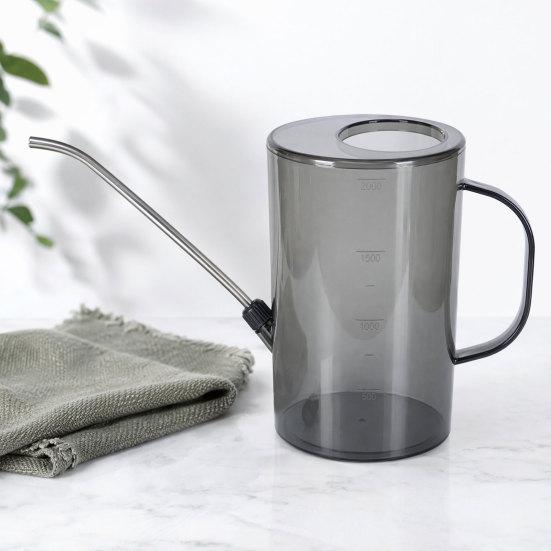Garden Watering Can Steel Spout Transparent Body with Long Stainless Non-Slip Handle Watering
