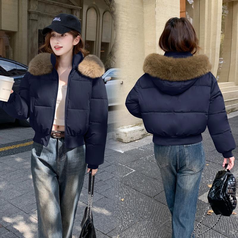 Autumn Winter Thicken Warm Parka Women Casual Solid Color Big Pocket Loose Short Hooded Coat Jackets Outwear
